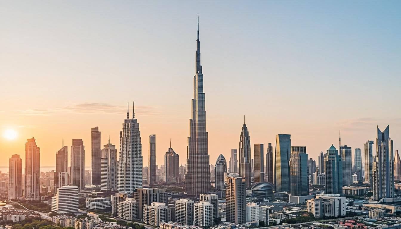 Dubai skyline at sunrise — Downtown, Business Bay and the districts our local SEO team works in
