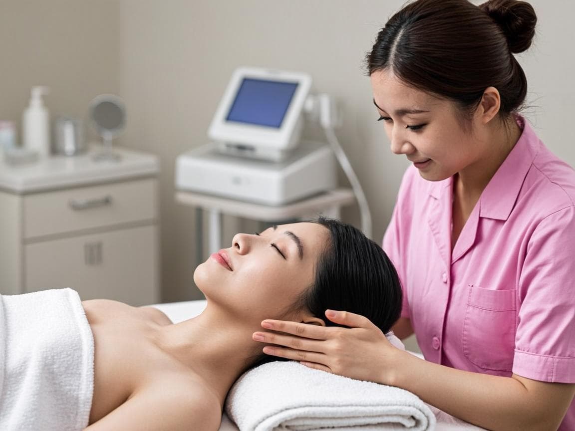 Aesthetician performing a facial treatment in a Dubai clinic
