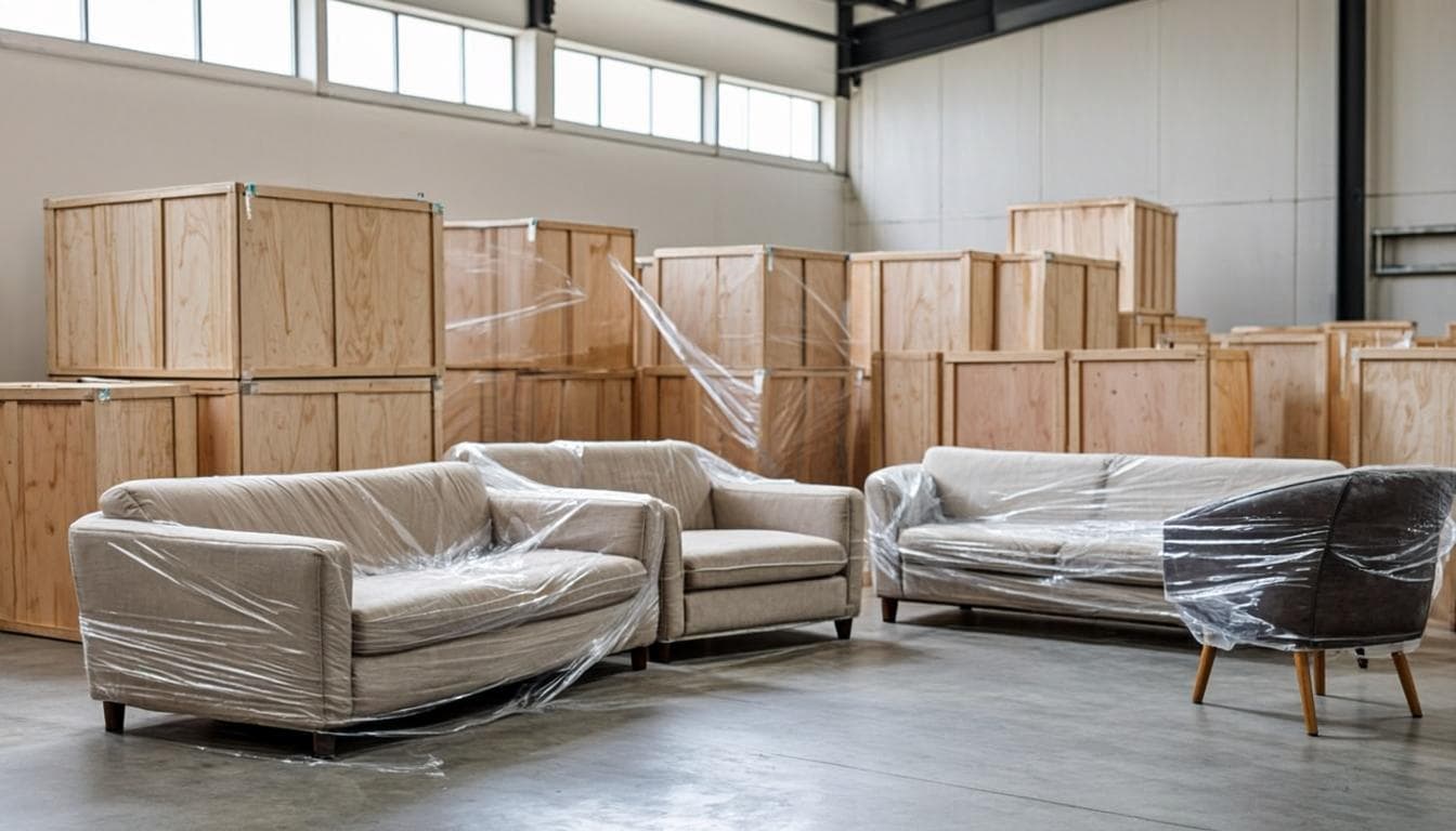Rows of private storage units with golden doors in a modern Dubai self-storage facility