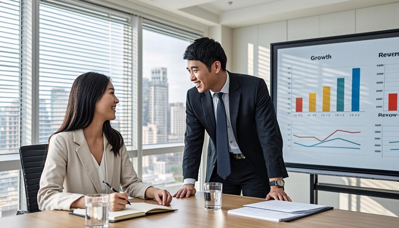 Consultants comparing free-zone and mainland client files across a meeting table in Dubai