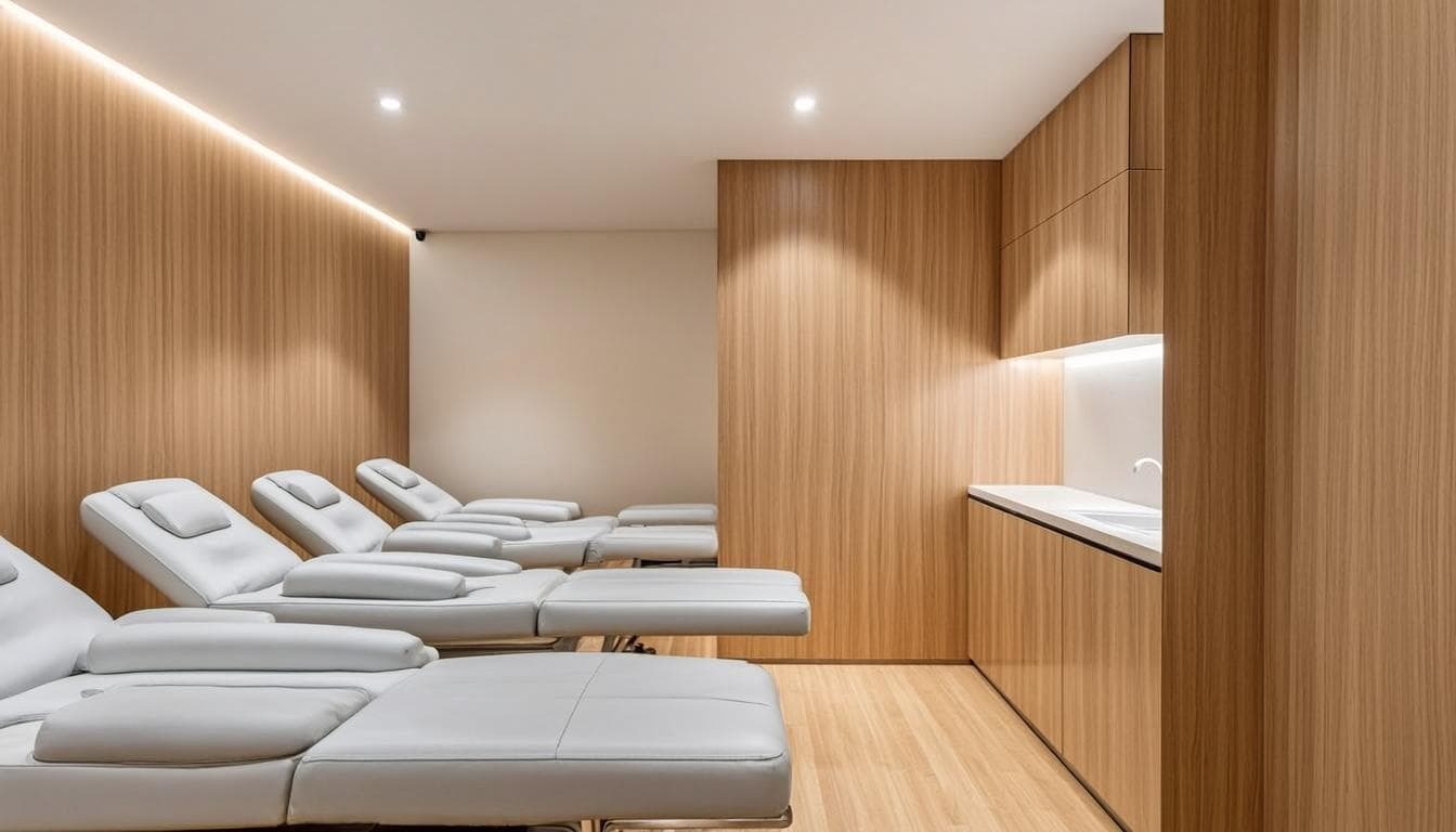 Modern chiropractic clinic interior with treatment rooms in Dubai