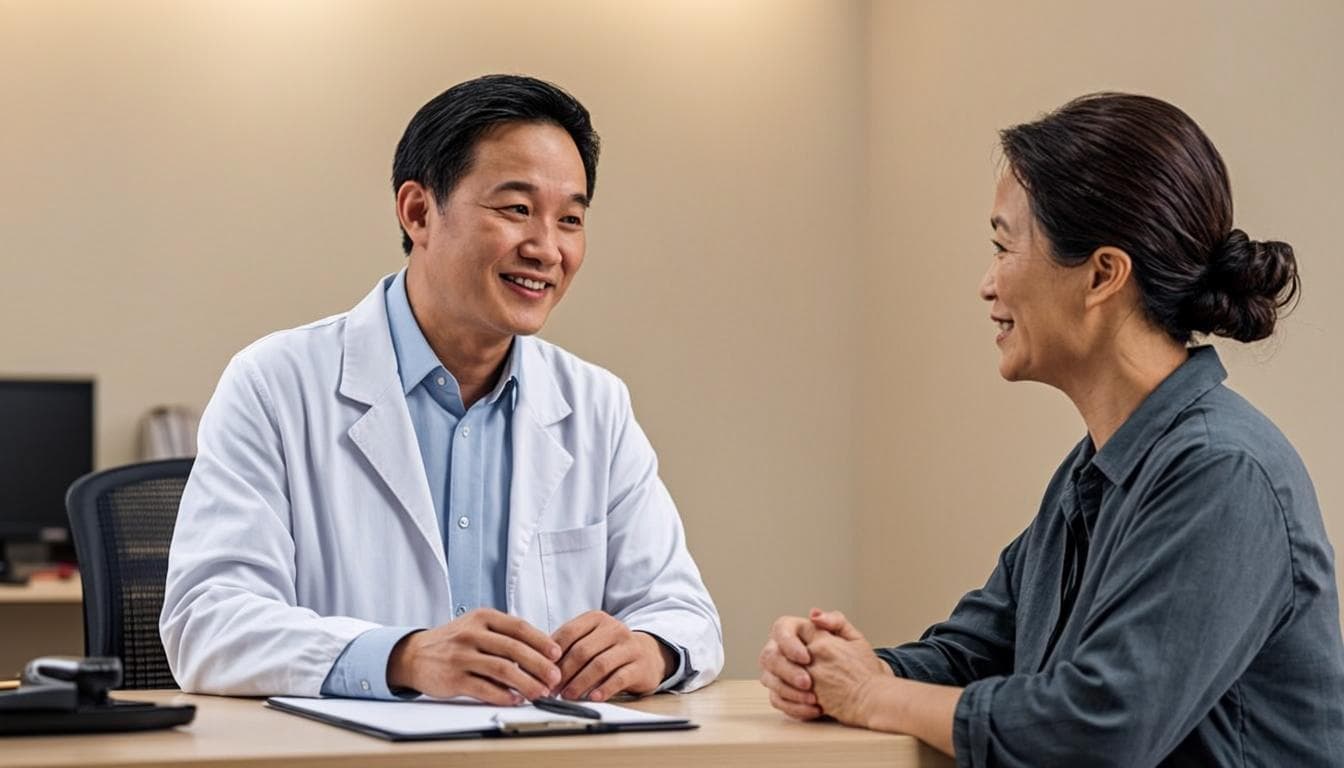 Doctor reassuring a patient during a fertility consultation in Dubai