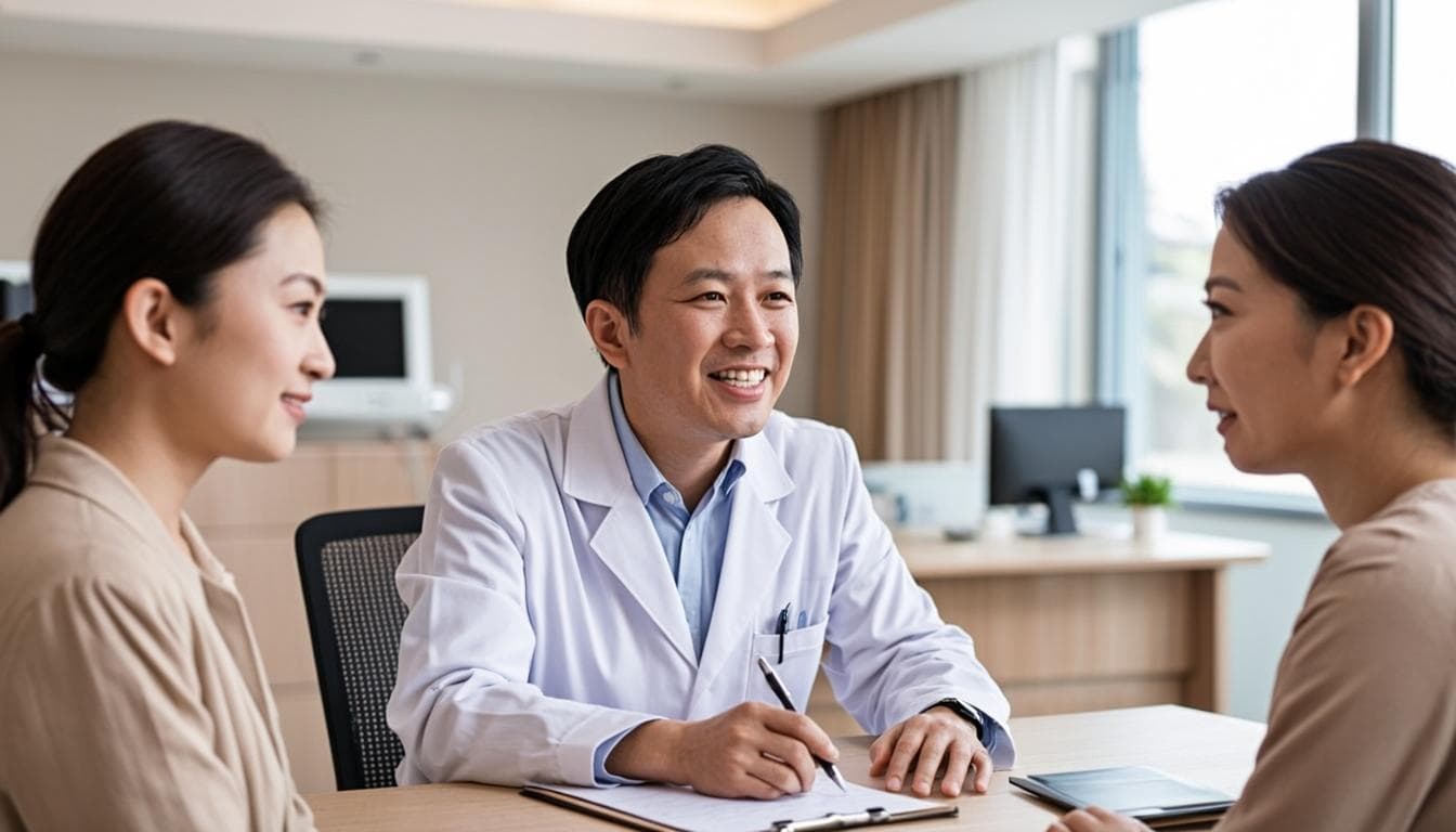 Doctor explaining treatment options to a couple during a fertility consultation in Dubai