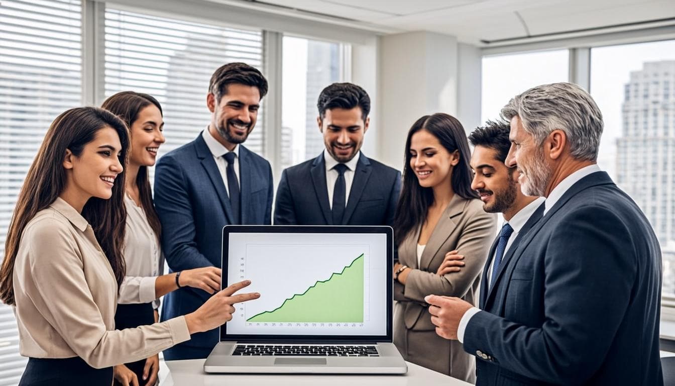 Arab SEO team reviewing ranking charts together — the specialists behind every package